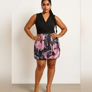 Teenflo Silk Pink Patterned Dress